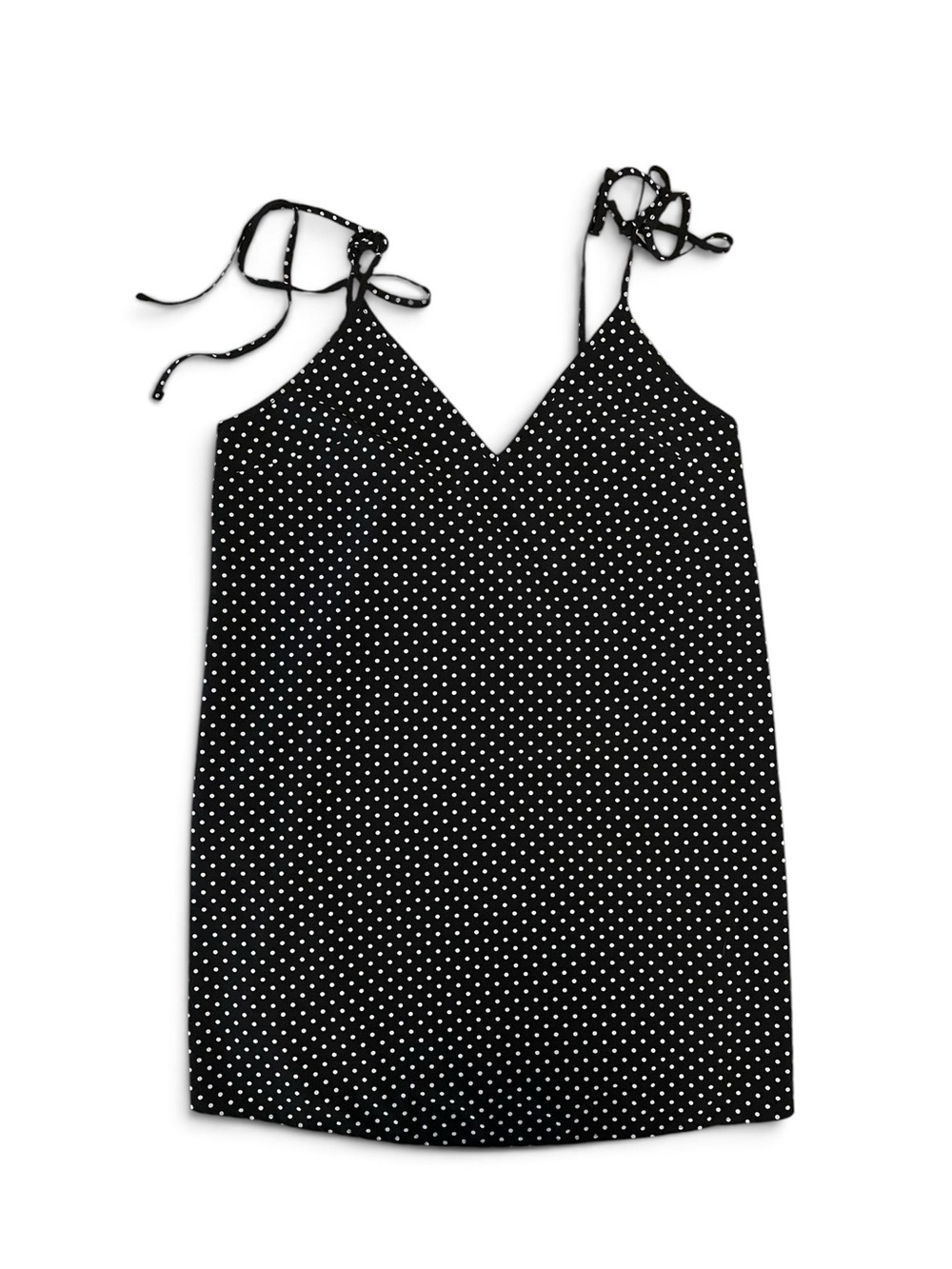Free People Black Polka Dot Tie-Strap Slip Mini Dress